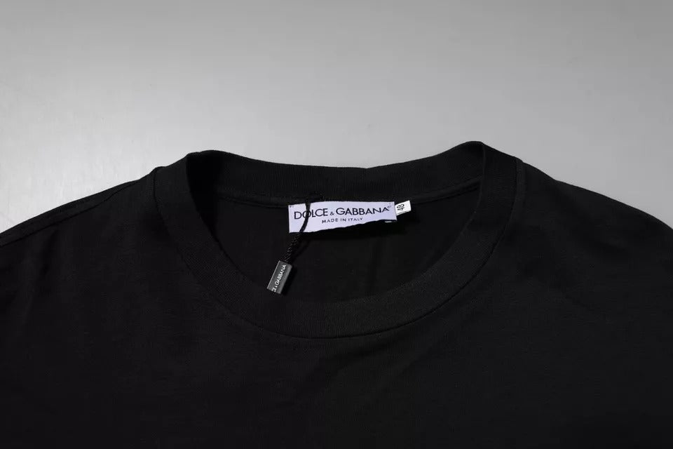 Dolce &amp; Gabbana Black DG Logo Cotton Crew Neck T-shirt
