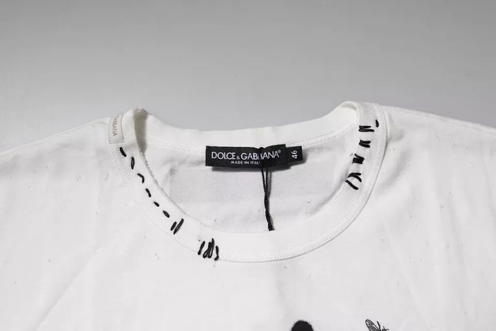 Dolce &amp; Gabbana White Graphic Print Cotton Crew Neck T-shirt