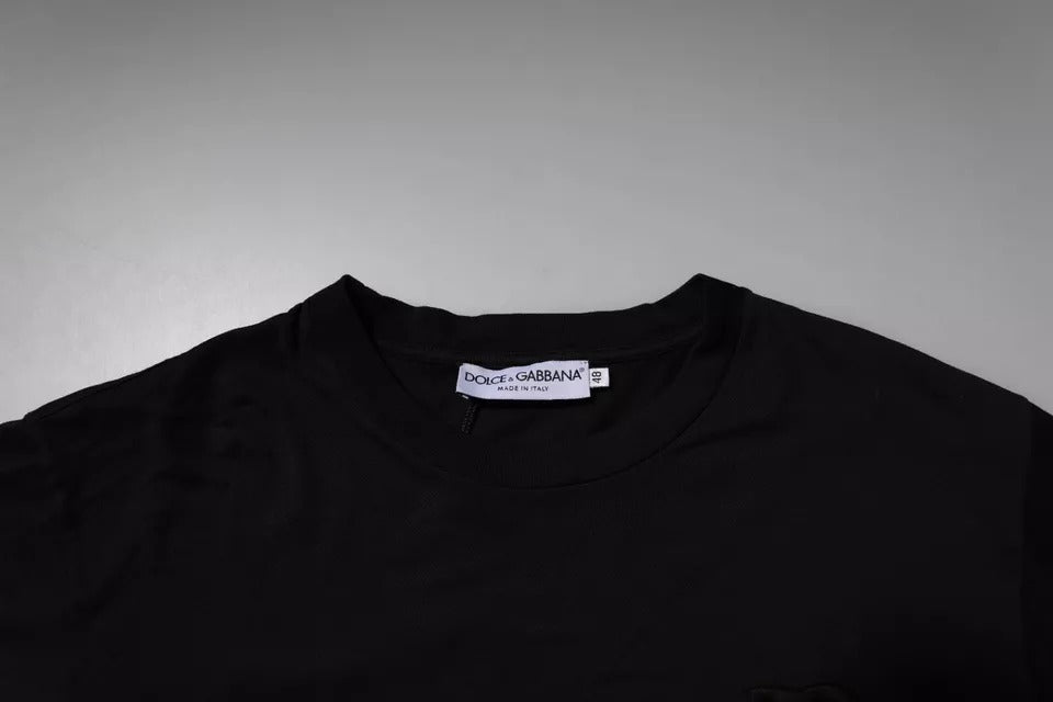 Dolce &amp; Gabbana Black DG Logo Cotton Crew Neck T-shirt
