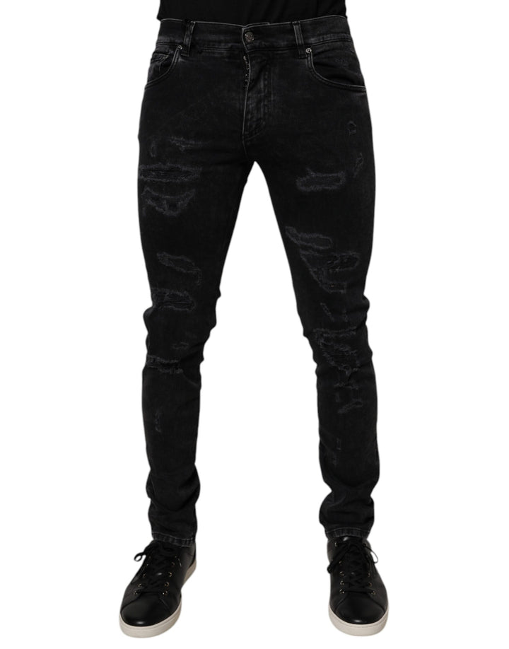 Jean skinny en coton noir usé Dolce &amp;amp; Gabbana pour homme