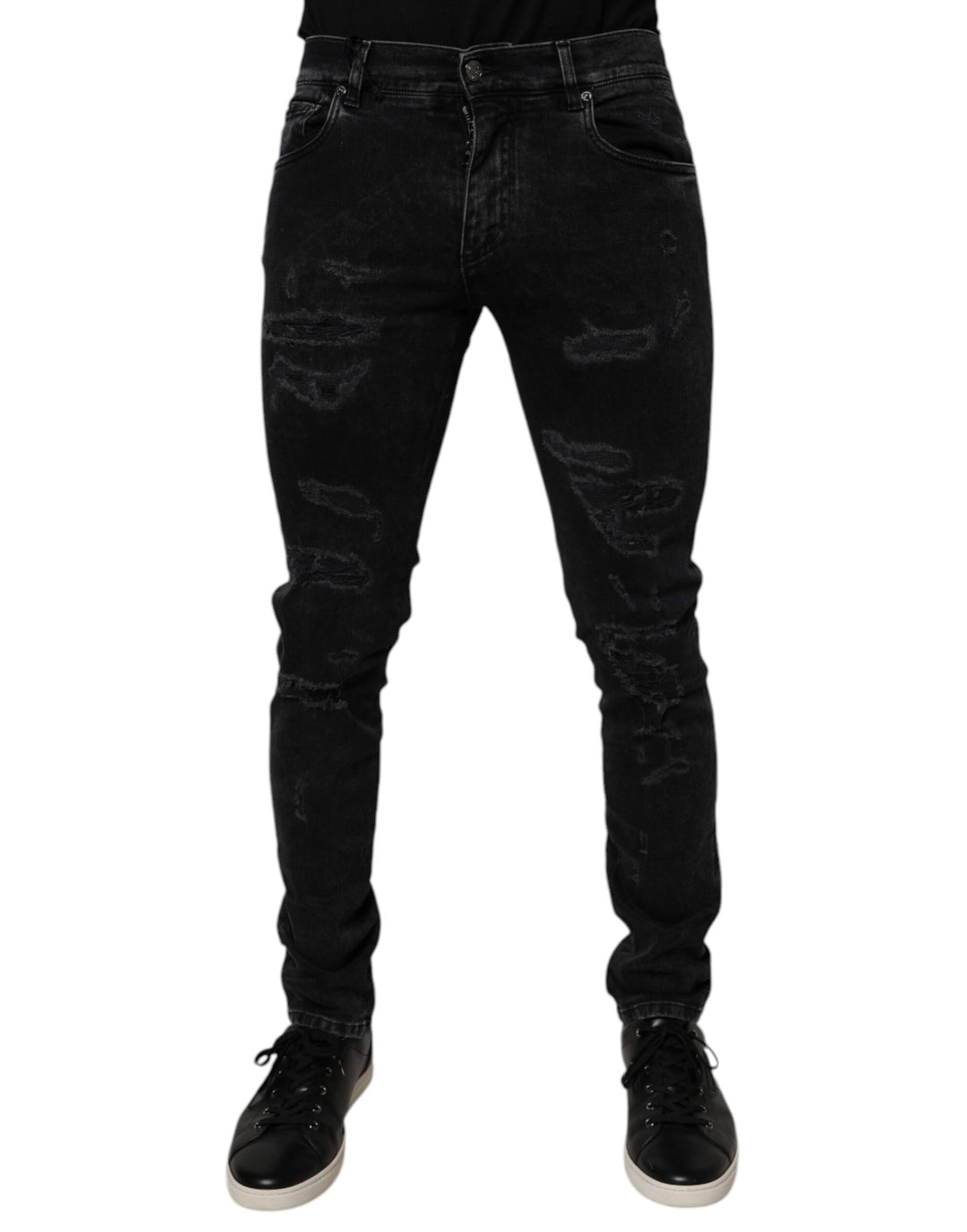 Jean skinny en coton noir usé Dolce &amp;amp; Gabbana pour homme