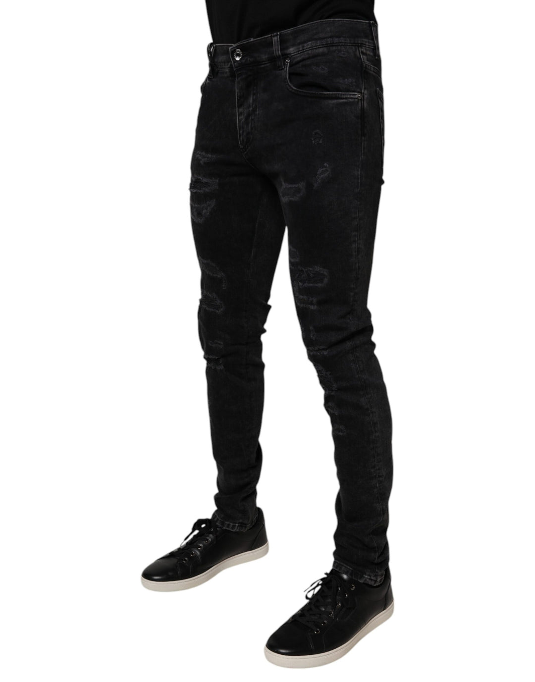 Jean skinny en coton noir usé Dolce &amp;amp; Gabbana pour homme