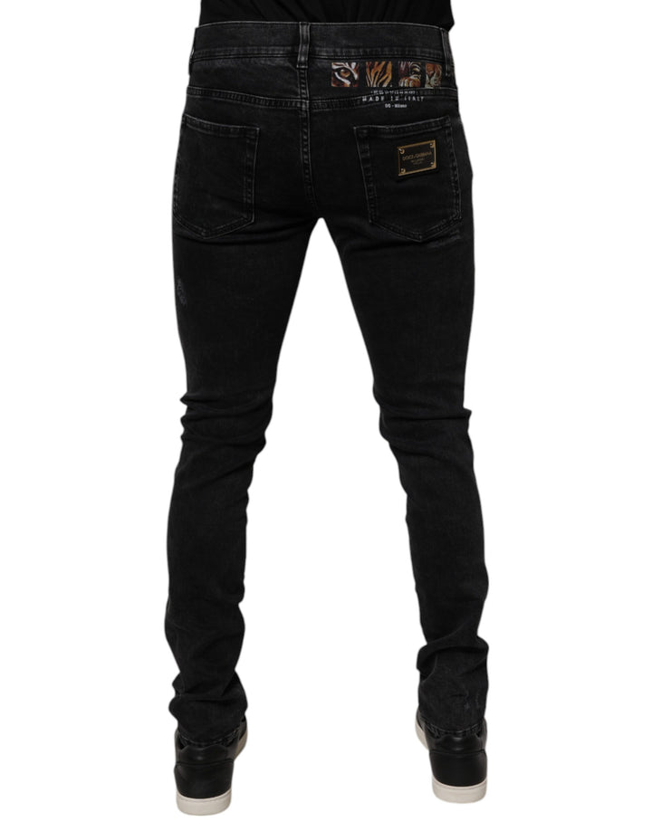 Jean skinny en coton noir usé Dolce &amp;amp; Gabbana pour homme