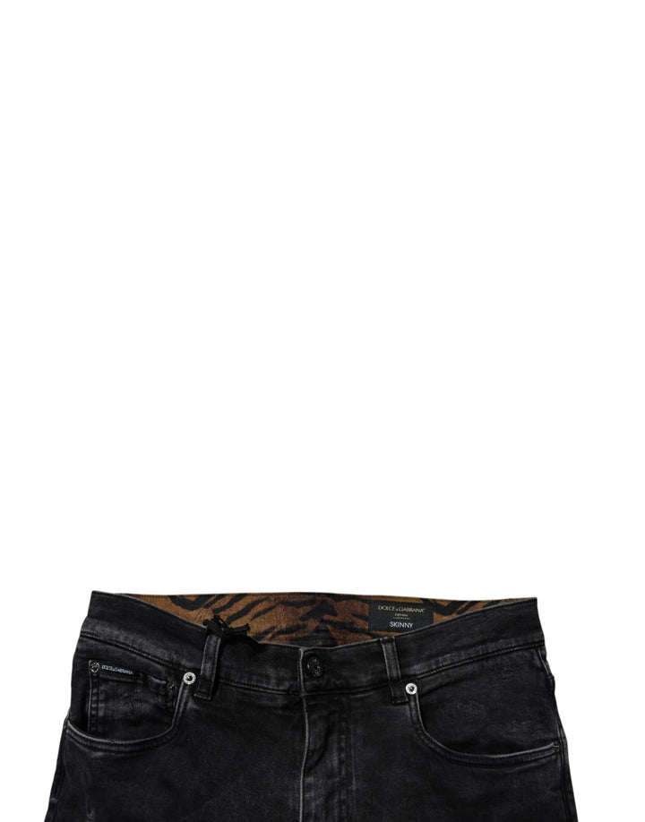 Jean skinny en coton noir usé Dolce &amp;amp; Gabbana pour homme