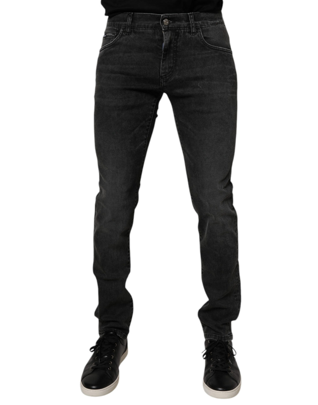 Vaqueros ajustados de algodón elástico negro Dolce &amp;amp; Gabbana para hombre
