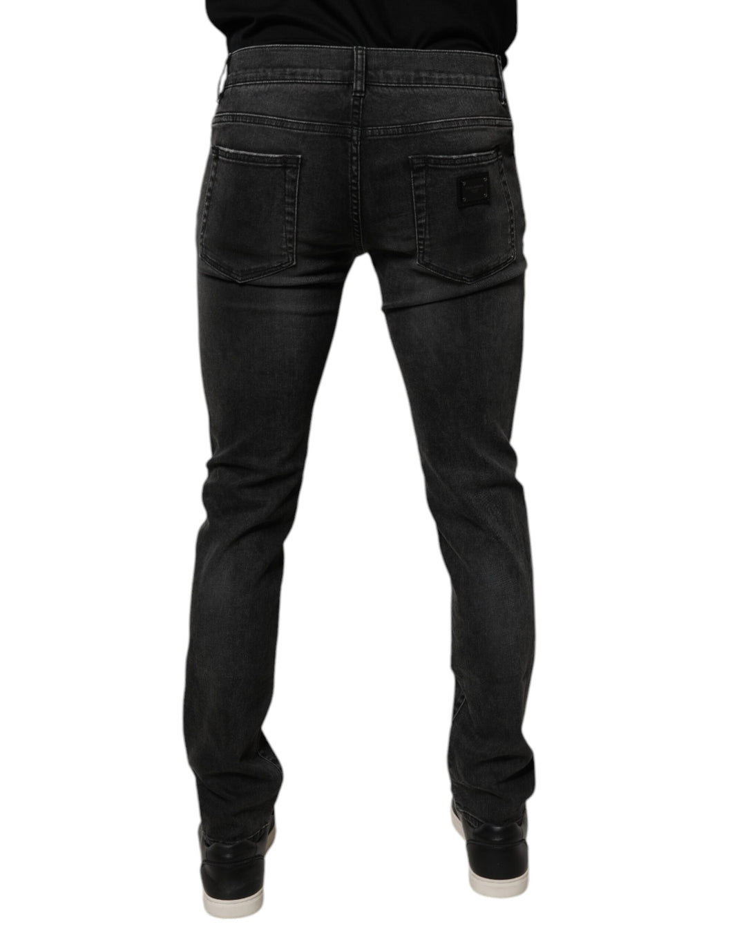 Vaqueros ajustados de algodón elástico negro Dolce &amp;amp; Gabbana para hombre