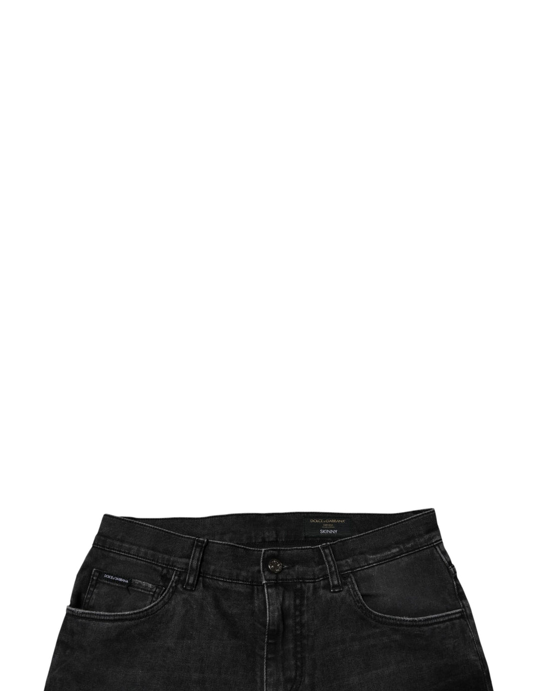 Vaqueros ajustados de algodón elástico negro Dolce &amp;amp; Gabbana para hombre