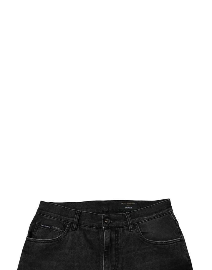 Vaqueros ajustados de algodón elástico negro Dolce &amp;amp; Gabbana para hombre
