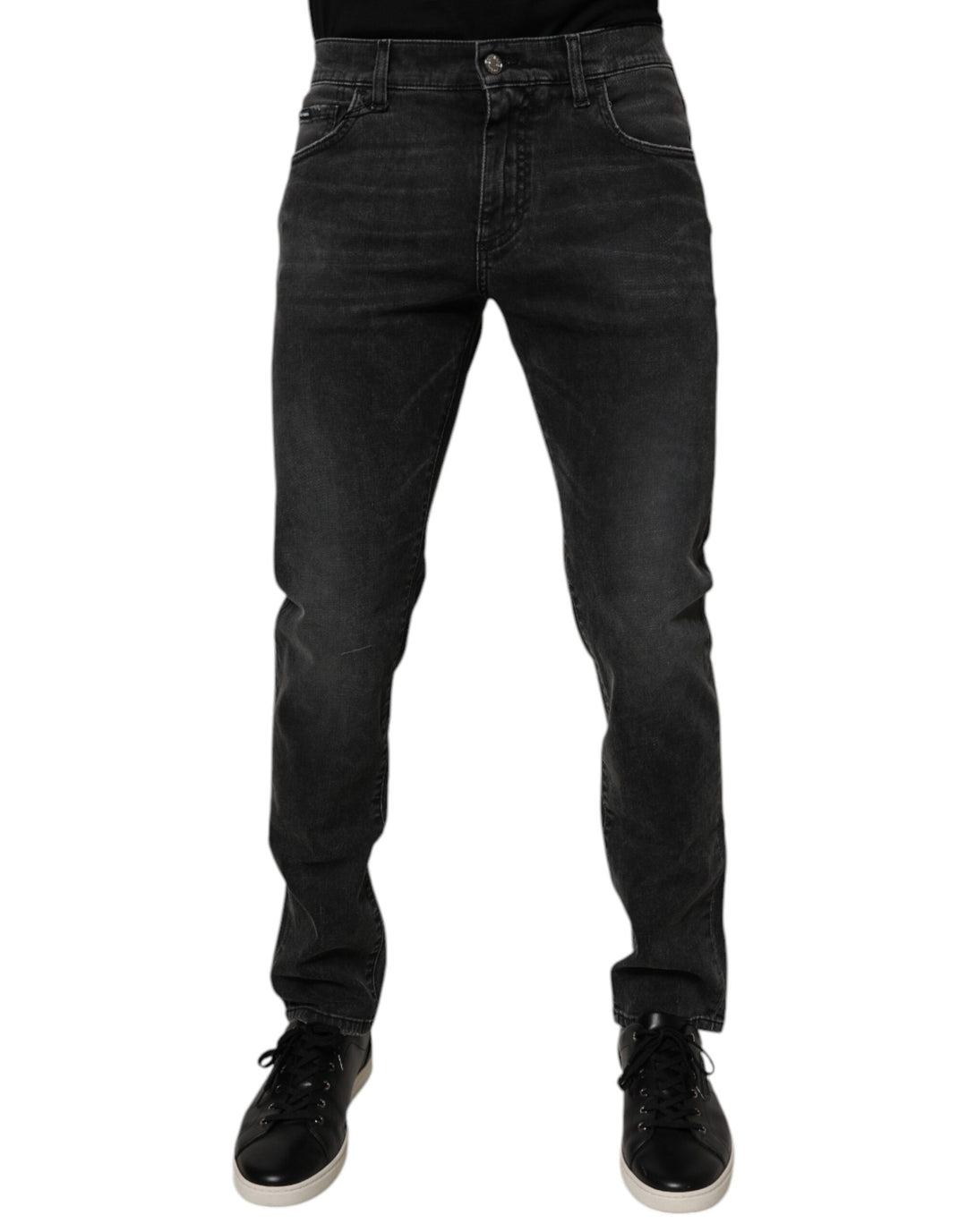 Dolce &amp; Gabbana Black Cotton Stretch Skinny Men Denim Jeans