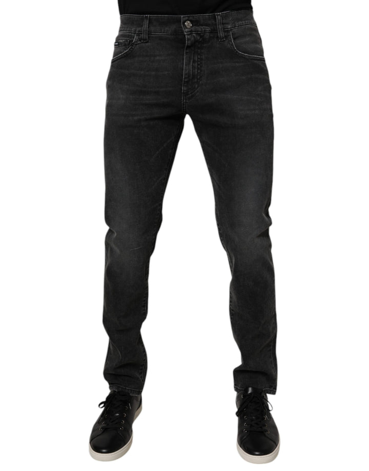 Dolce &amp; Gabbana Black Cotton Stretch Skinny Men Denim Jeans