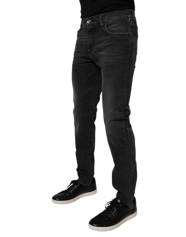 Dolce &amp; Gabbana Black Cotton Stretch Skinny Men Denim Jeans