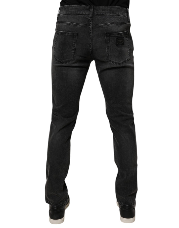 Dolce &amp; Gabbana Black Cotton Stretch Skinny Men Denim Jeans