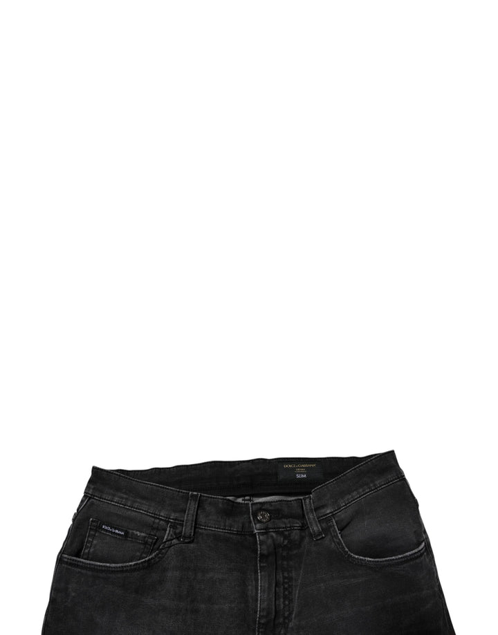 Dolce &amp; Gabbana Black Cotton Stretch Skinny Men Denim Jeans