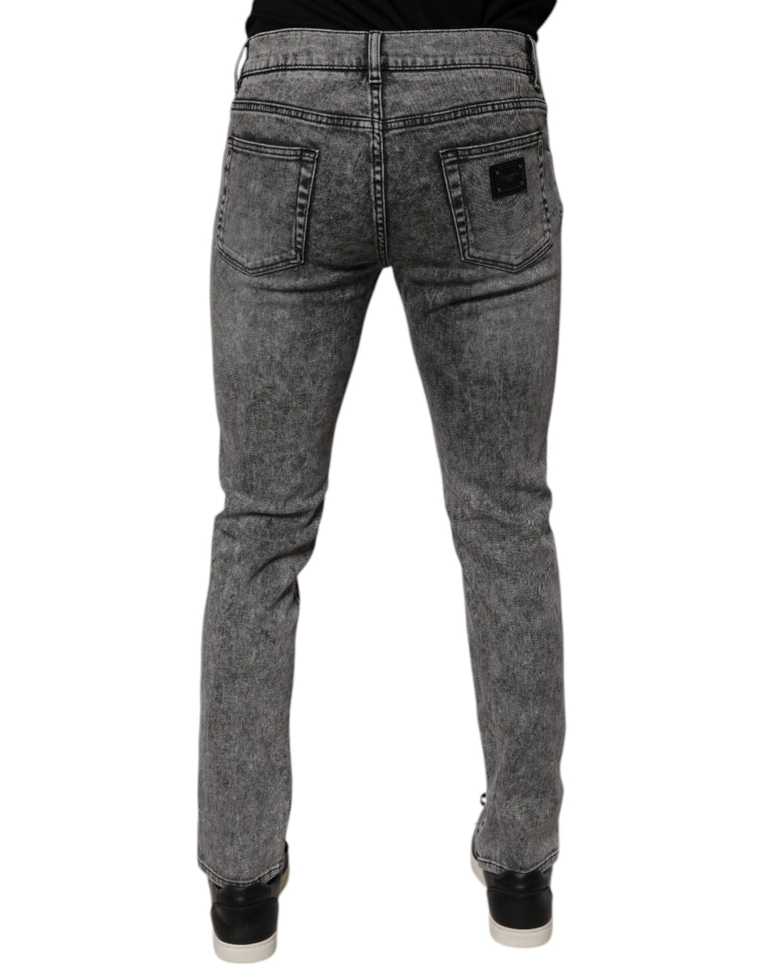 Dolce &amp; Gabbana Dark Gray Washed Cotton Slim Fit Denim Jeans