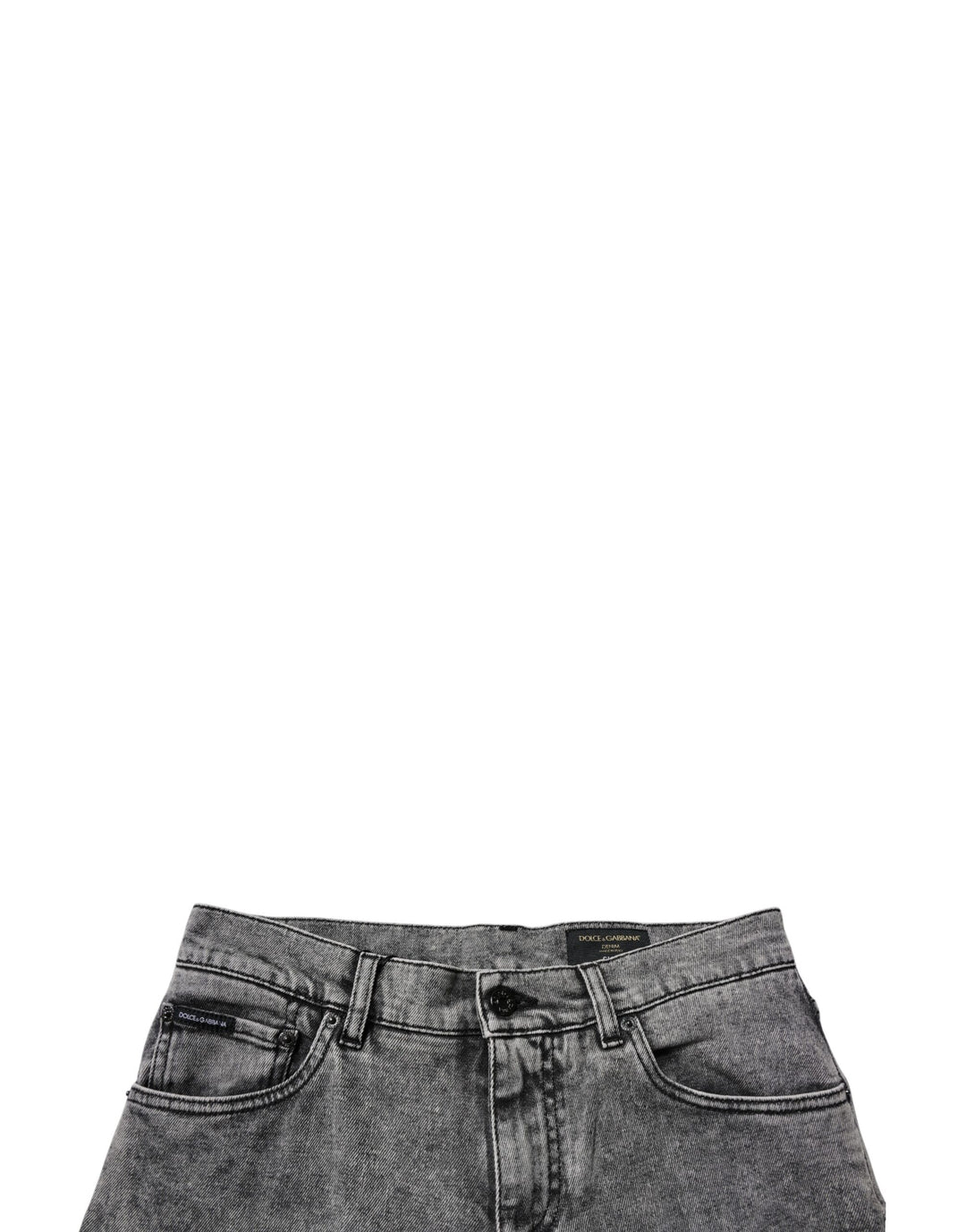 Dolce &amp; Gabbana Dark Gray Washed Cotton Slim Fit Denim Jeans