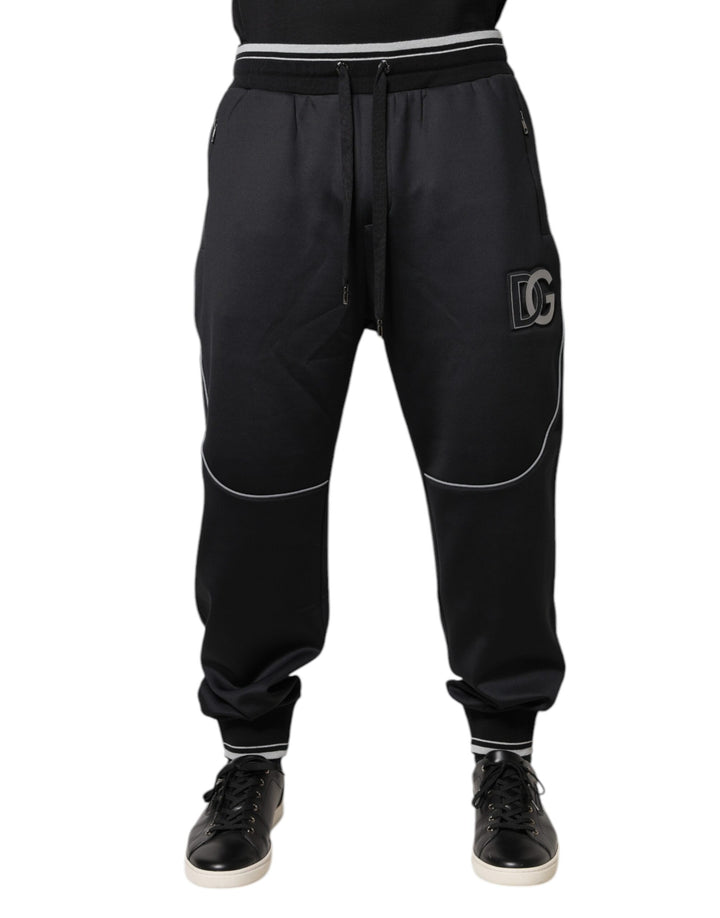 Pantalon de jogging en polyester noir avec logo Dolce &amp;amp; Gabbana