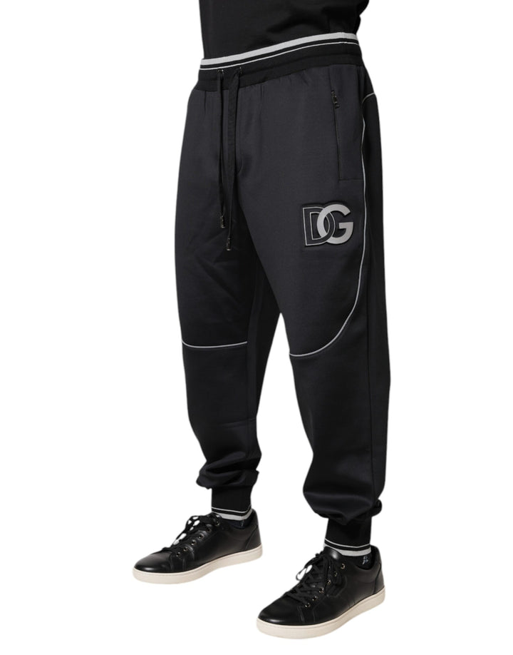 Pantalon de jogging en polyester noir avec logo Dolce &amp;amp; Gabbana