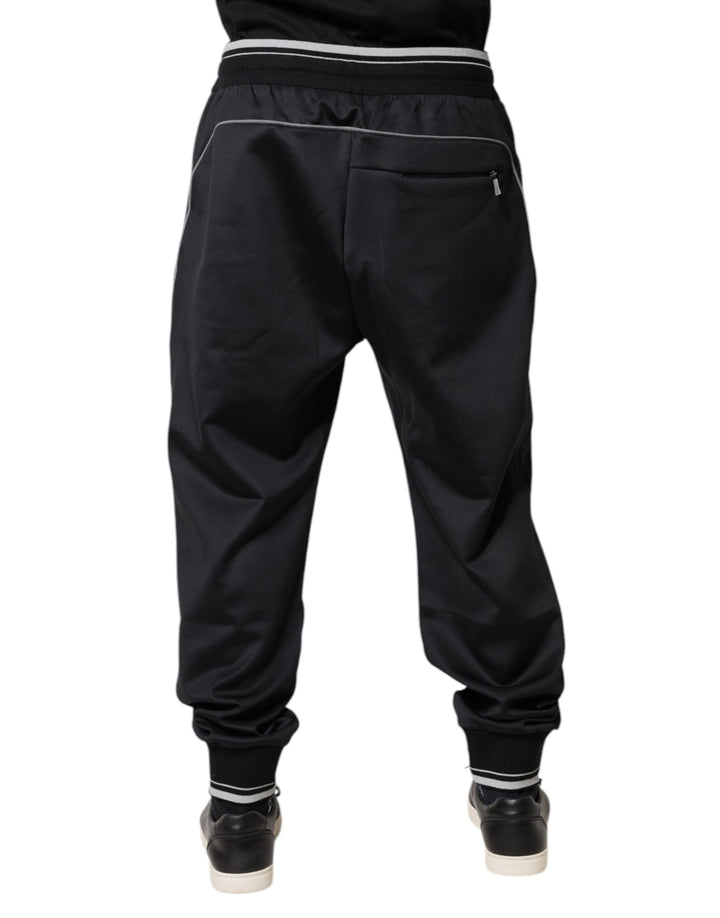 Pantalon de jogging en polyester noir avec logo Dolce &amp;amp; Gabbana