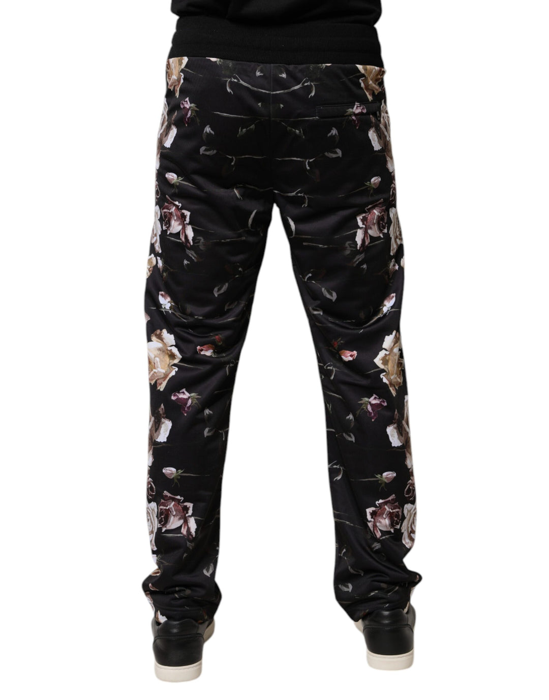 Pantalones jogger de poliéster con estampado floral negro de Dolce &amp;amp; Gabbana