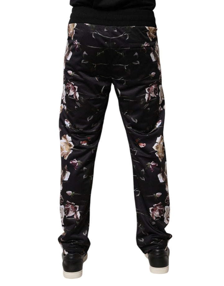 Pantalones jogger de poliéster con estampado floral negro de Dolce &amp;amp; Gabbana
