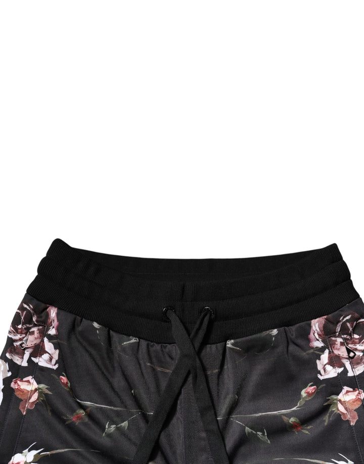 Pantalones jogger de poliéster con estampado floral negro de Dolce &amp;amp; Gabbana