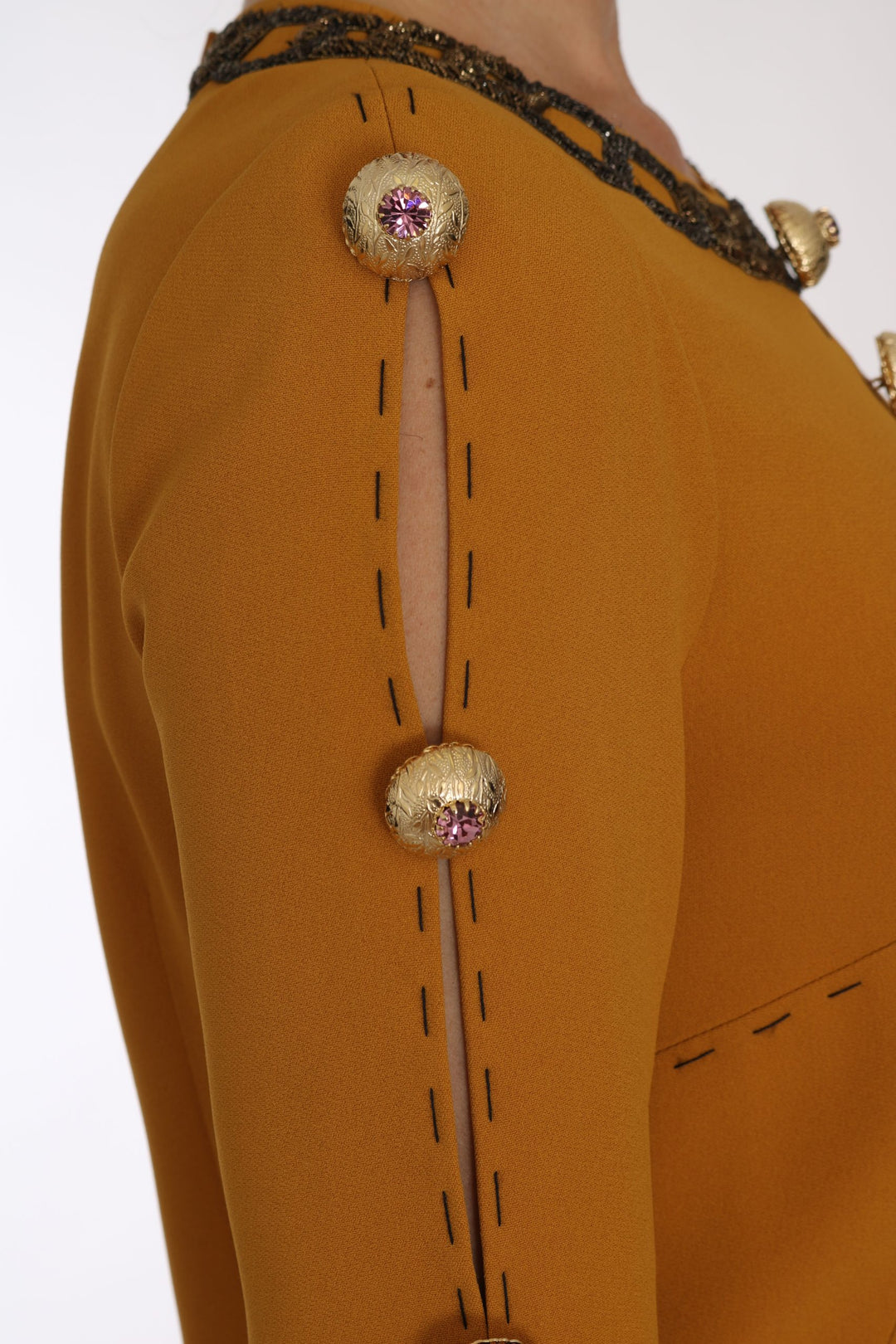 Dolce &amp; Gabbana Brown Mini Crystal Embellished Dress women’s dress