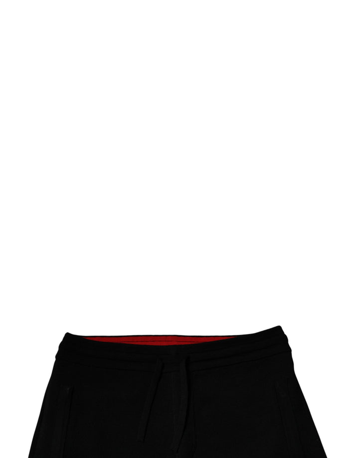 Pantalon de jogging taille moyenne en laine noire Dolce &amp;amp; Gabbana