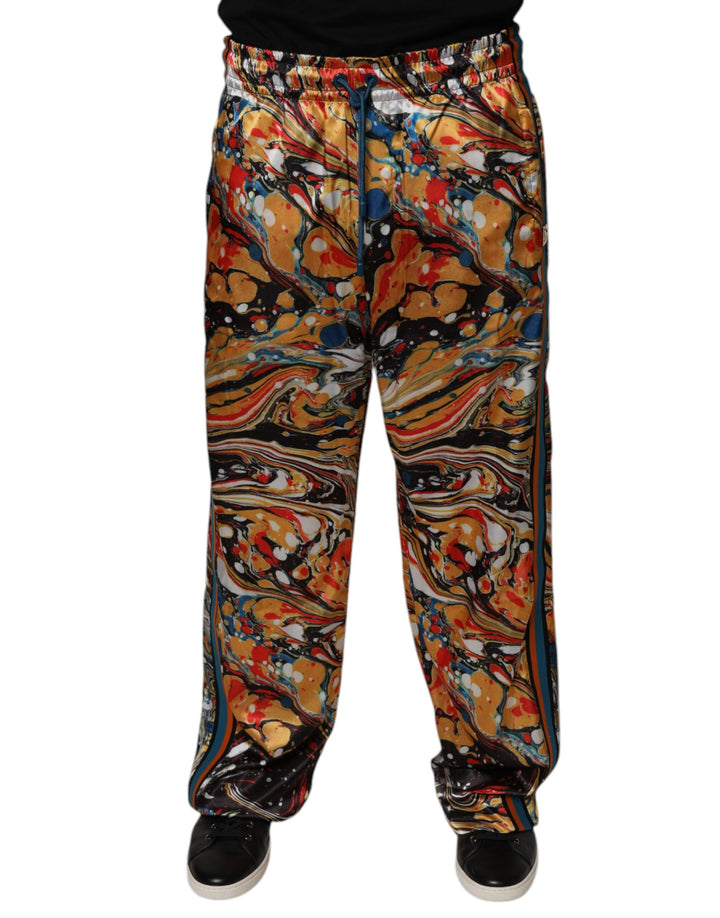 Pantalon de survêtement Dolce &amp;amp; Gabbana en satin marbré multicolore pour homme
