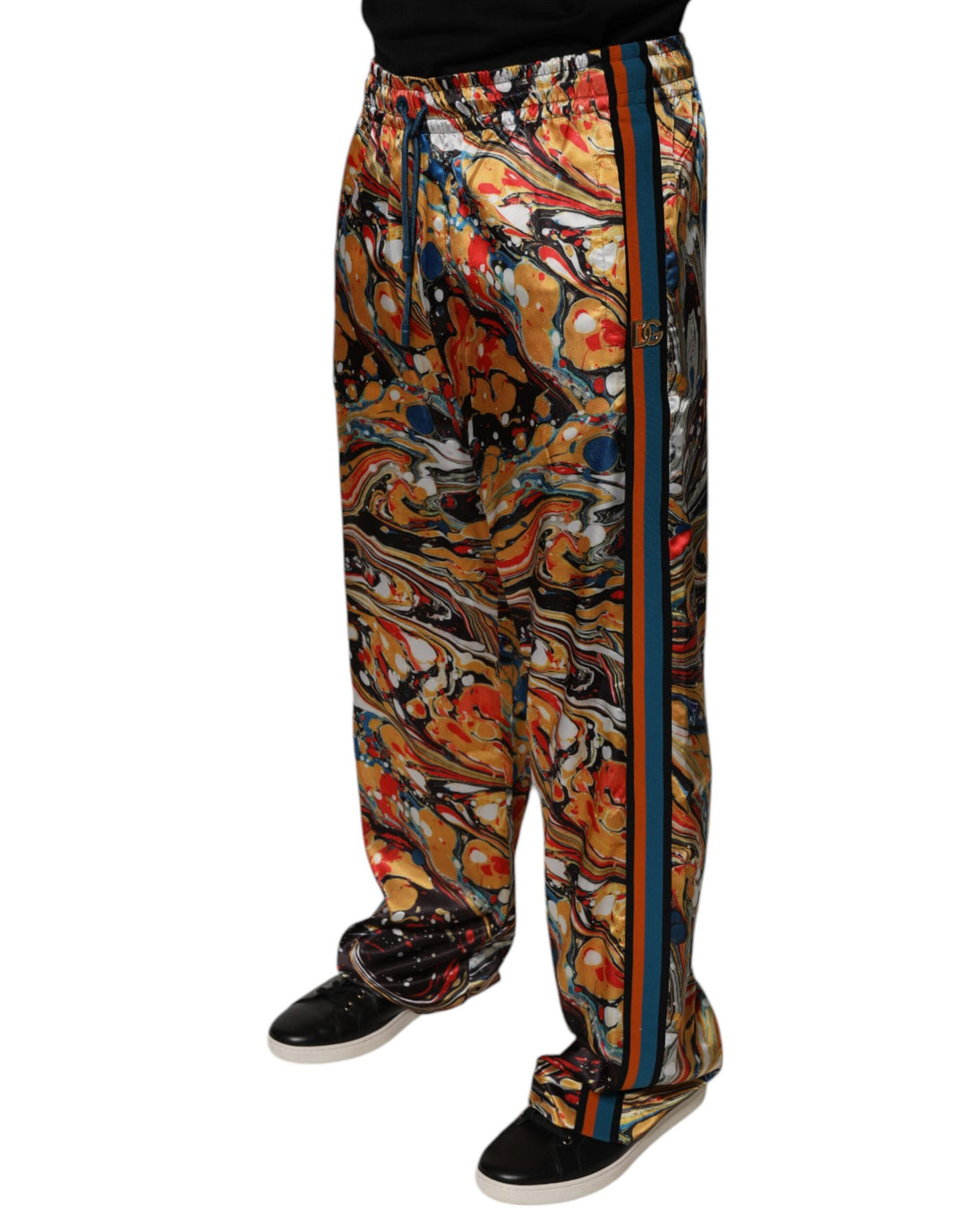 Pantalon de survêtement Dolce &amp;amp; Gabbana en satin marbré multicolore pour homme