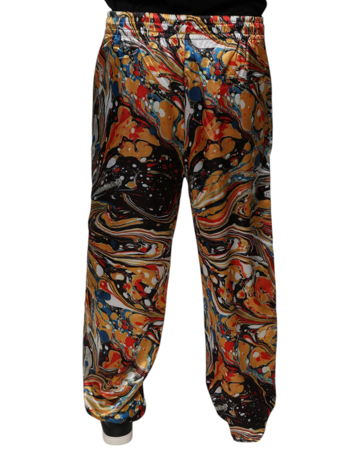 Pantalon de survêtement Dolce &amp;amp; Gabbana en satin marbré multicolore pour homme