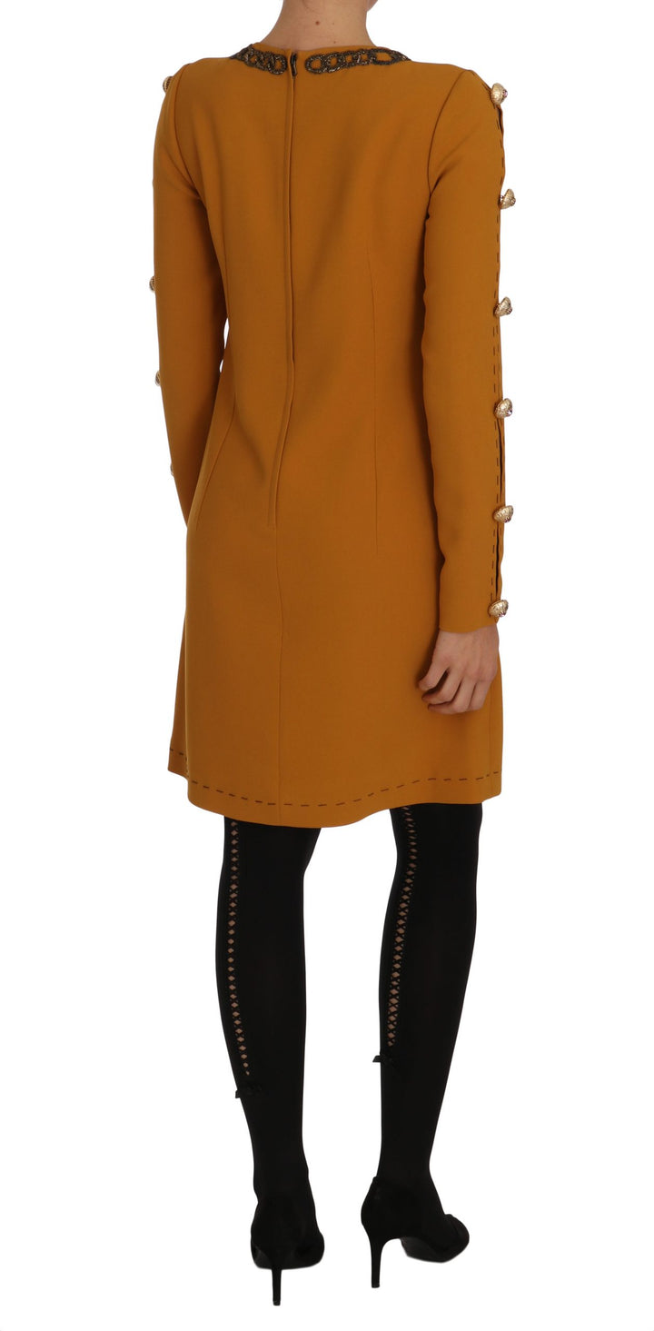 Dolce &amp; Gabbana Brown Mini Crystal Embellished Dress women’s dress