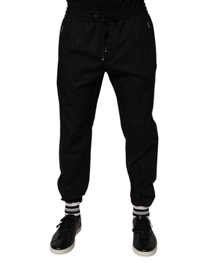 Dolce &amp; Gabbana Black Cotton Men Jogger Sweatpants Pants