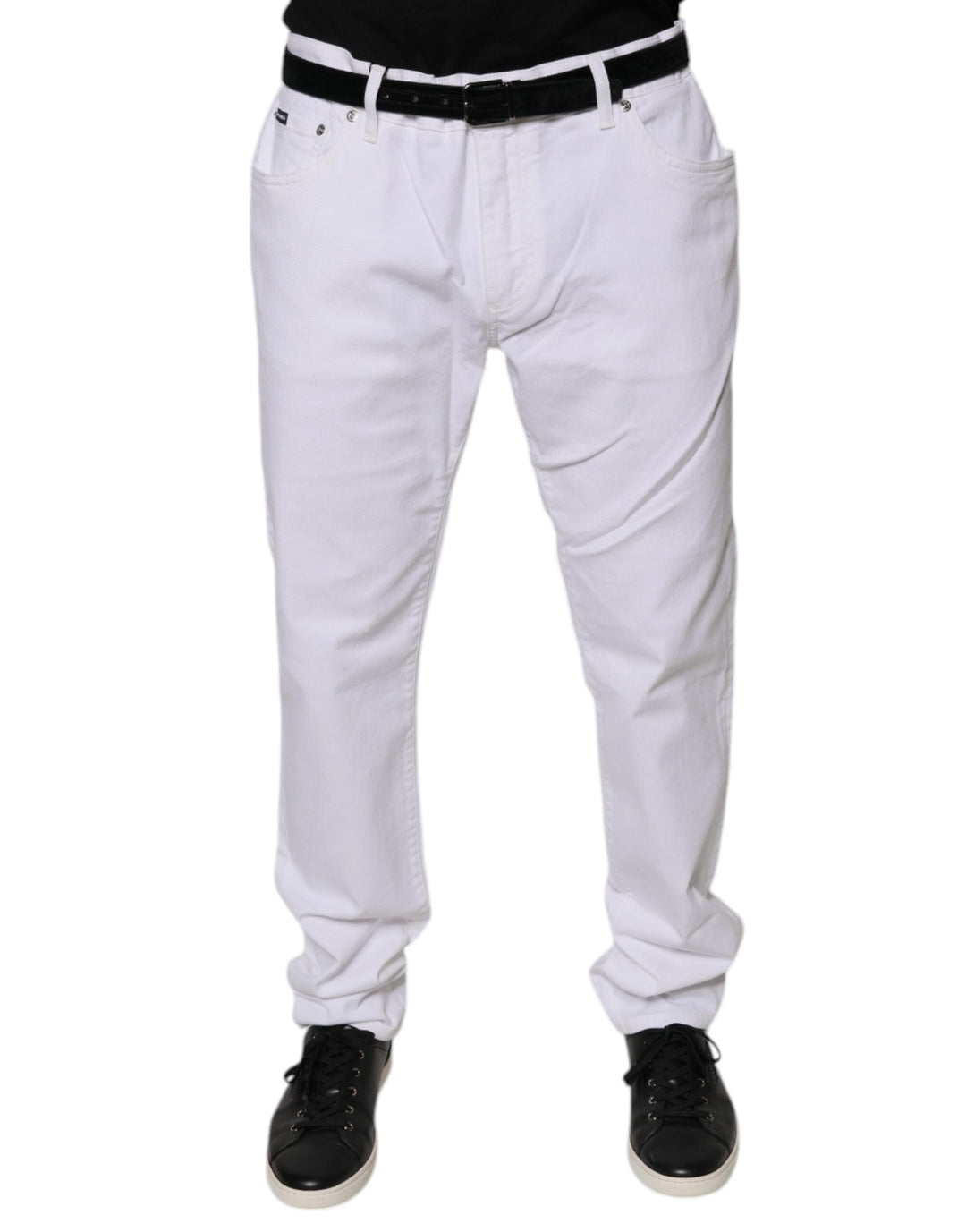 Vaqueros ajustados de algodón elástico blanco Dolce &amp;amp; Gabbana para hombre