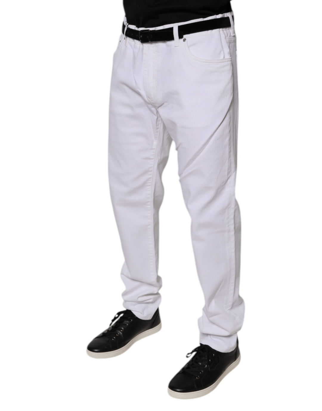 Vaqueros ajustados de algodón elástico blanco Dolce &amp;amp; Gabbana para hombre