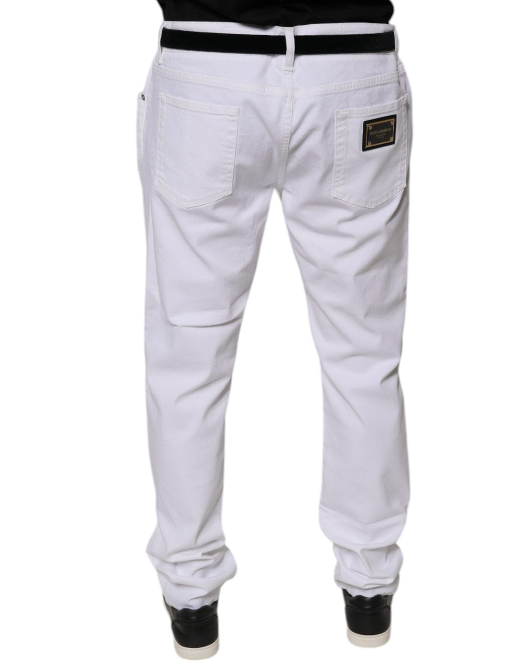 Vaqueros ajustados de algodón elástico blanco Dolce &amp;amp; Gabbana para hombre