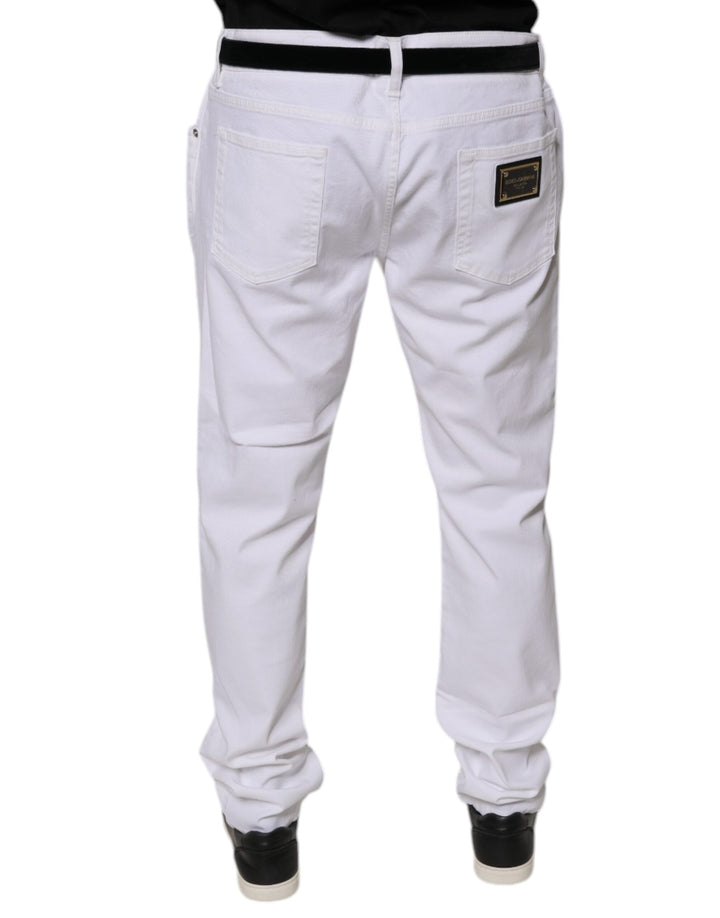 Vaqueros ajustados de algodón elástico blanco Dolce &amp;amp; Gabbana para hombre