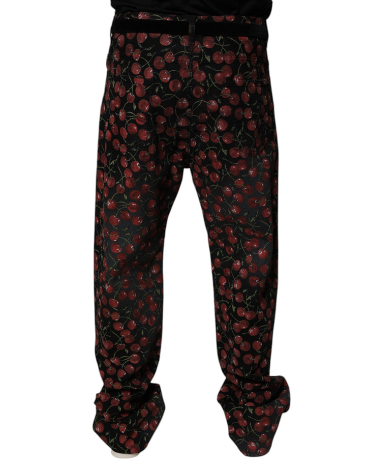 Dolce &amp; Gabbana Black Cherry Cotton Straight Men Denim Jeans