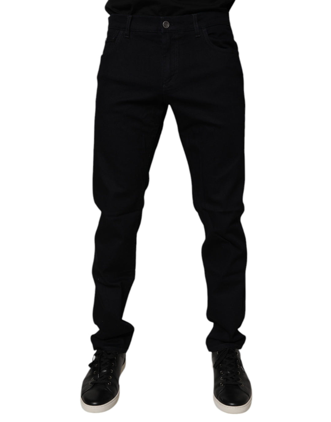Dolce &amp; Gabbana Black Cotton Stretch Slim Fit Men Denim Jeans