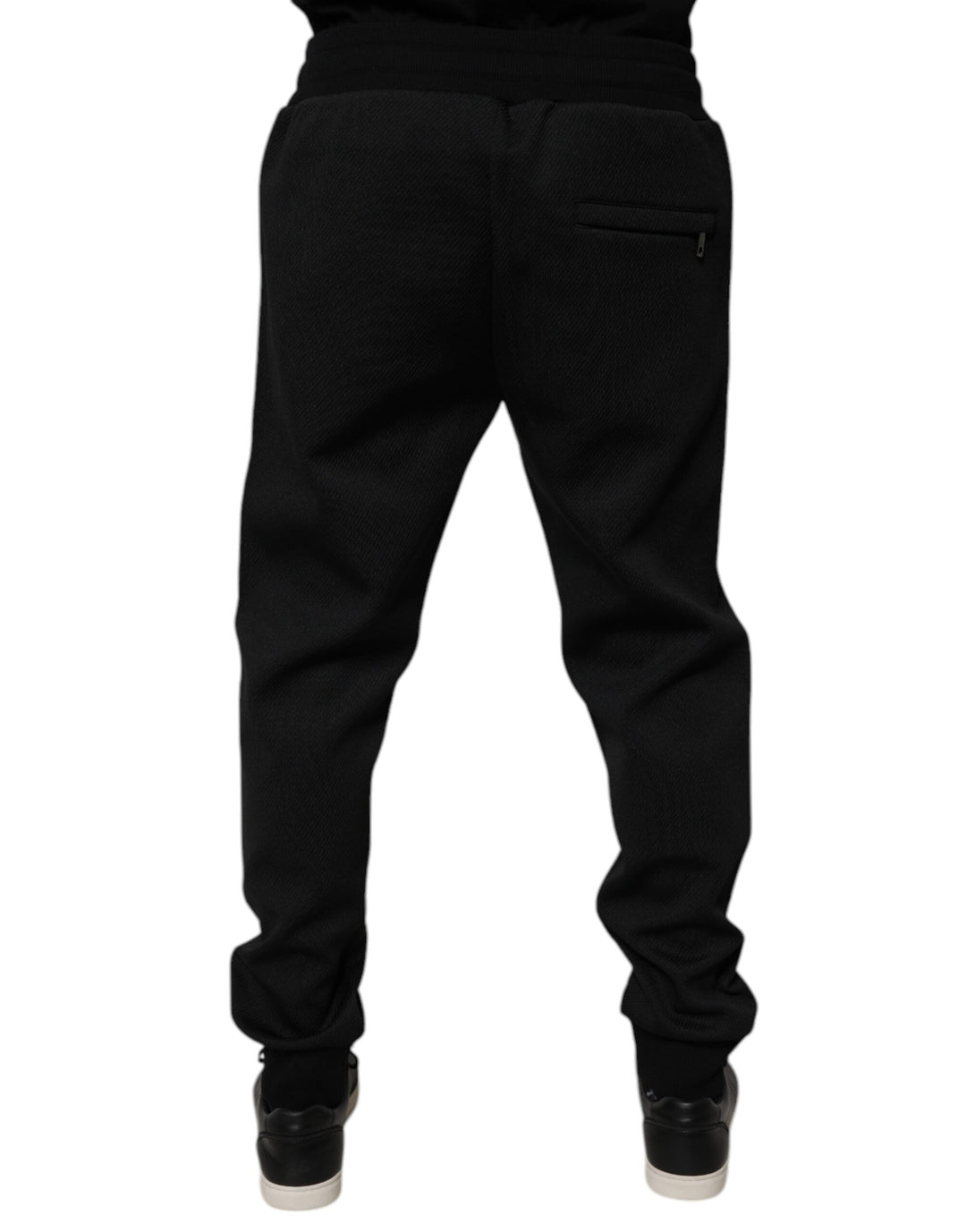 Dolce &amp; Gabbana Black Polyester Men Jogger Sweatpants Pants