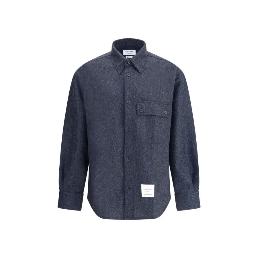 Thom Browne Blue Wool Dress Shirt