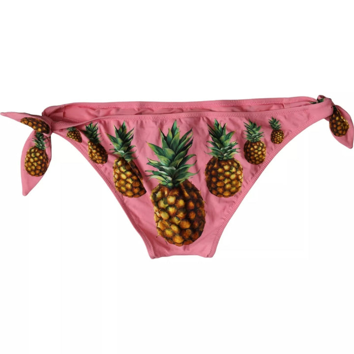 Dolce &amp; Gabbana Pink Pineapple Swimsuit Bikini Bottom Swimwear