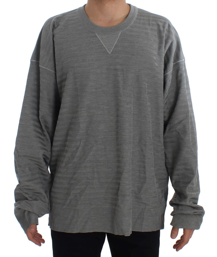 Dolce &amp; Gabbana Gray Crewneck Pullover Silk Sweater