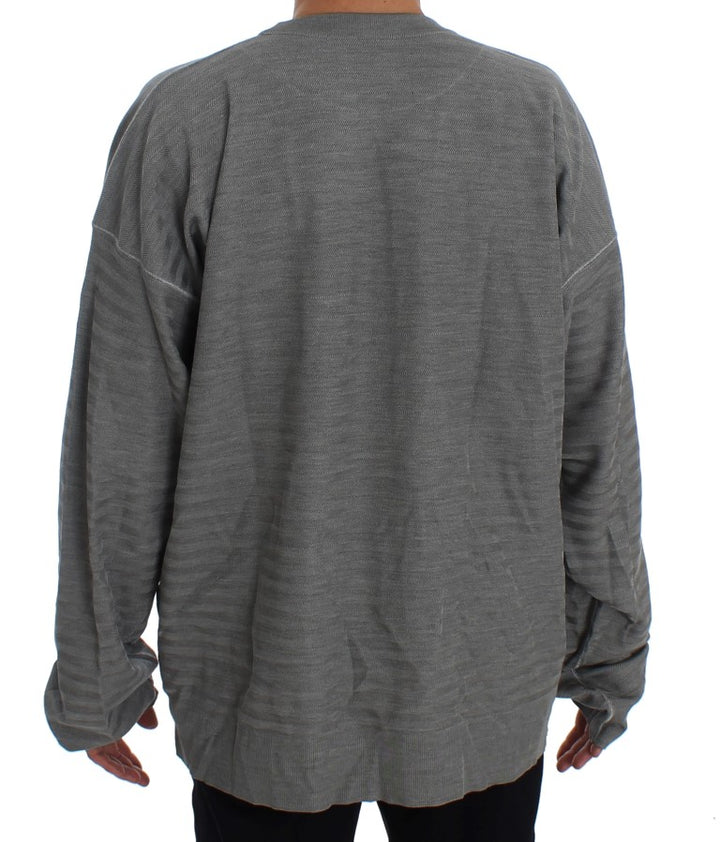 Dolce &amp; Gabbana Gray Crewneck Pullover Silk Sweater