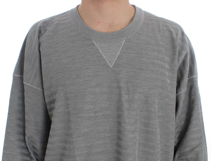 Dolce &amp; Gabbana Gray Crewneck Pullover Silk Sweater