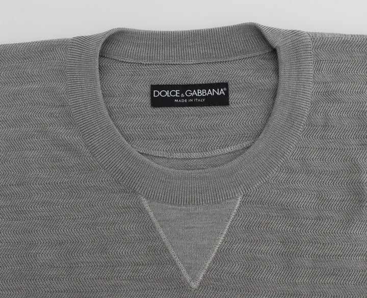 Dolce &amp; Gabbana Gray Crewneck Pullover Silk Sweater