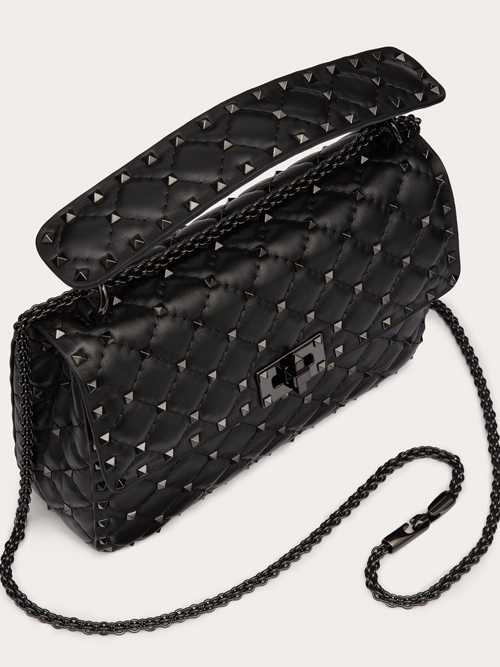Sac Rockstudt Spike moyen en cuir nappa noir Valentino Garavani