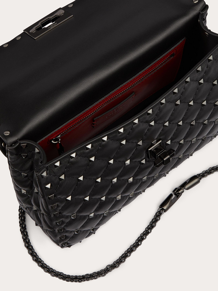 Sac Rockstudt Spike moyen en cuir nappa noir Valentino Garavani