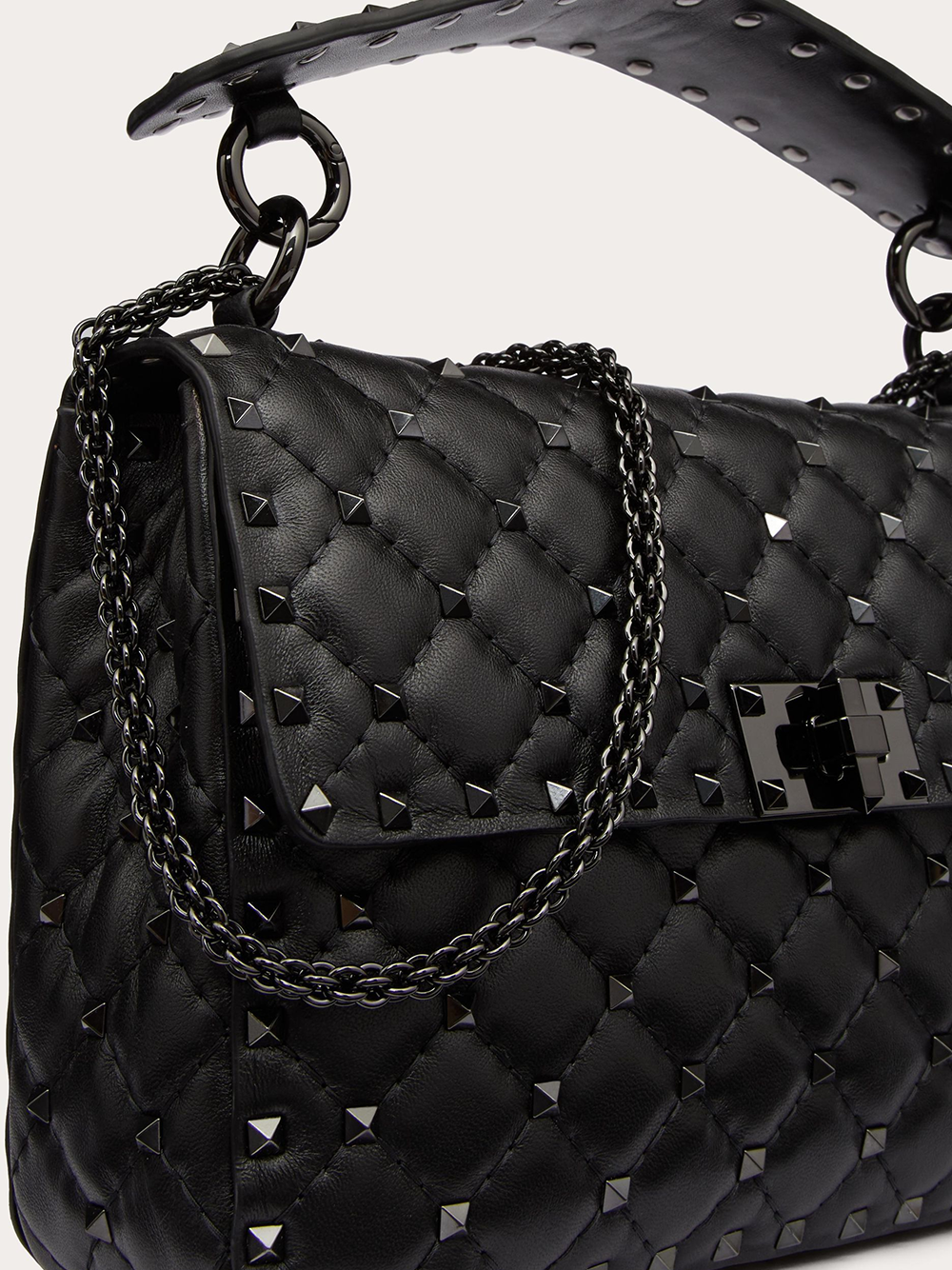 Sac Rockstudt Spike moyen en cuir nappa noir Valentino Garavani