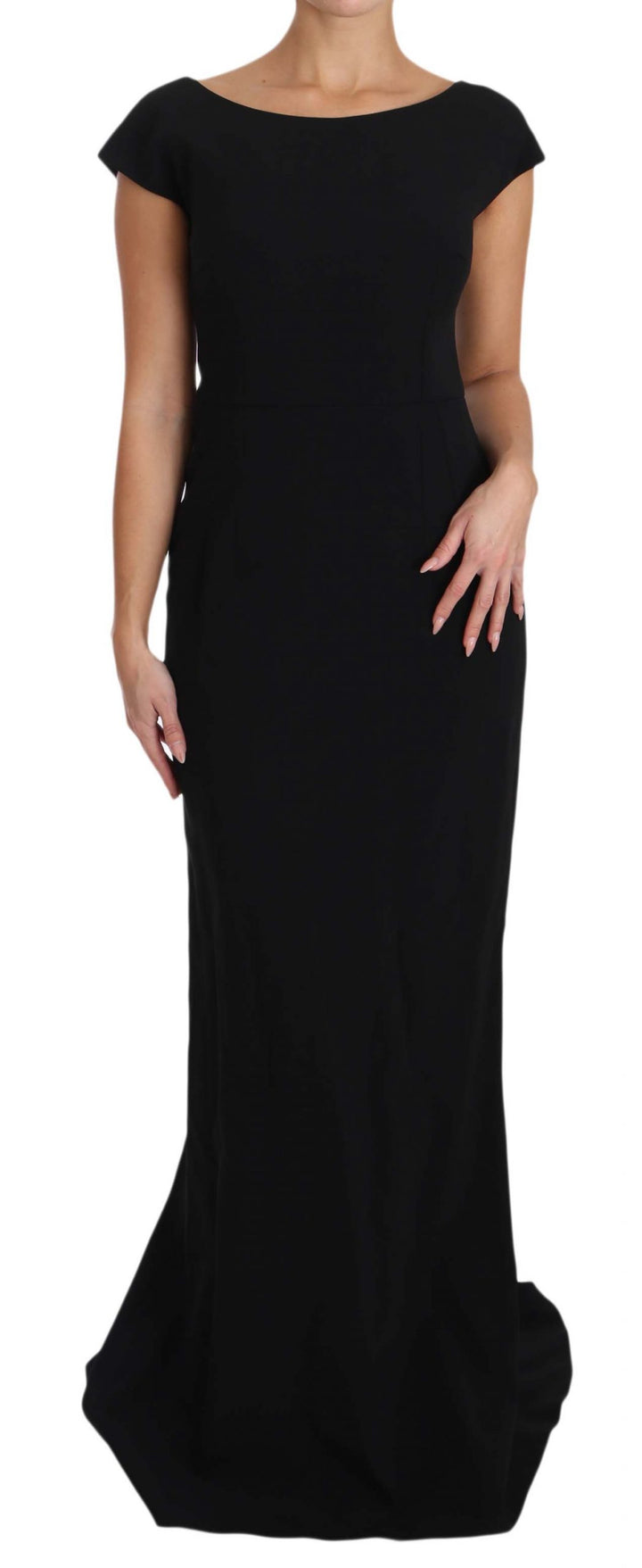 Dolce &amp; Gabbana Black Stretch Fit Flare Gown Maxi women’s dress
