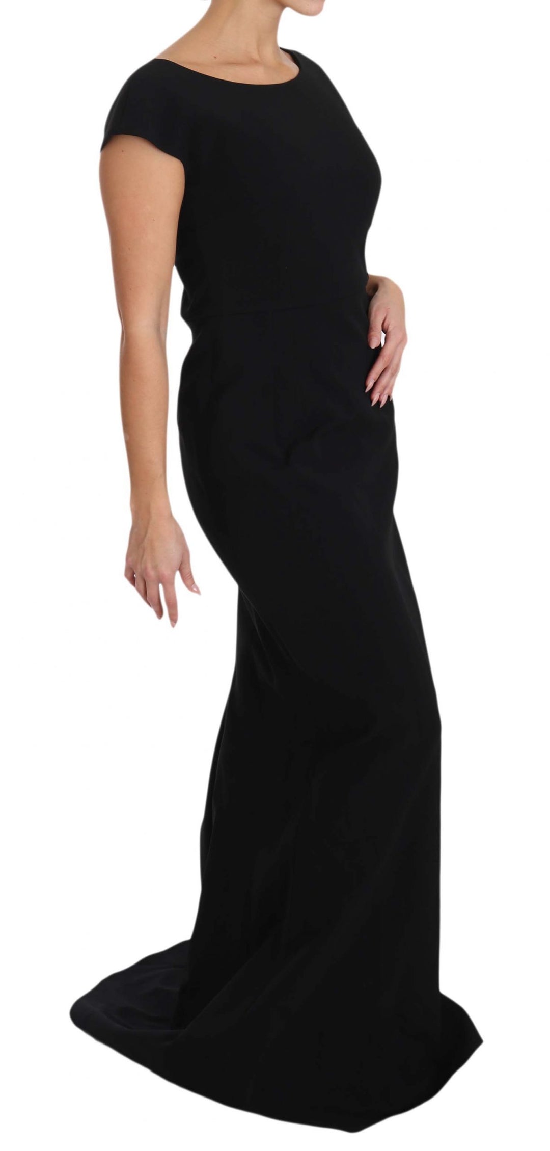 Dolce &amp; Gabbana Black Stretch Fit Flare Gown Maxi women’s dress